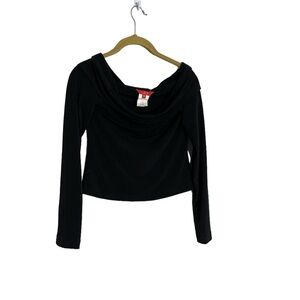 A.B.S. Allen Schwartz Black Slinky Off the Shoulder Blouse Medium